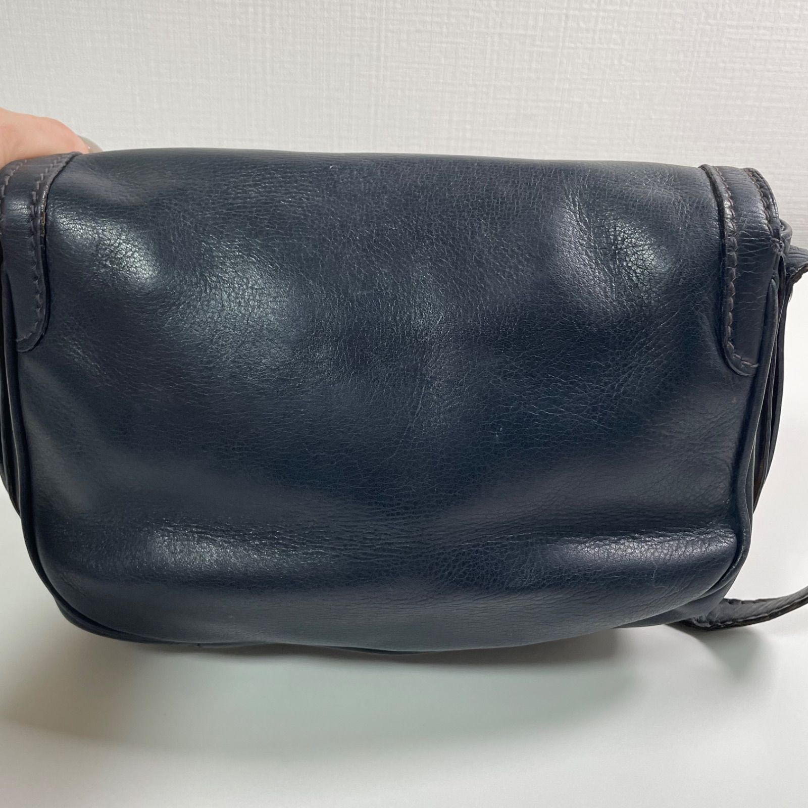オールドセリーヌショルダーバッグ レザー ネイビー - メルカリ
