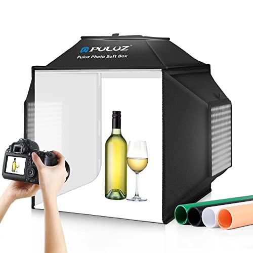 【新品】PULUZ 撮影ボックス 40cm折りたたみ式撮影ブース 物撮り用ボックス 簡易スタジオ ソフトボックス 480PCSランプビーズ 5500K 無段階調光 4色PVC背景&ディフューザー付き 卓上写真スタジオ 携帯便利/組立簡単/収納 0aa4cfe2