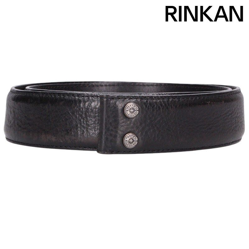 クロムハーツ 1.5 STRAP 1.5inchスクロールレーベルリベッツ レザーベルト メンズ 32