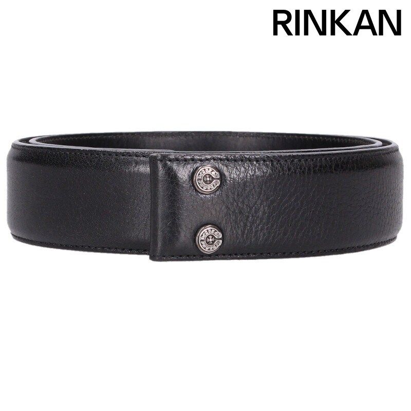 クロムハーツ 1.5 STRAP 1.5inchスクロールレーベルリベッツ レザーベルト メンズ 30