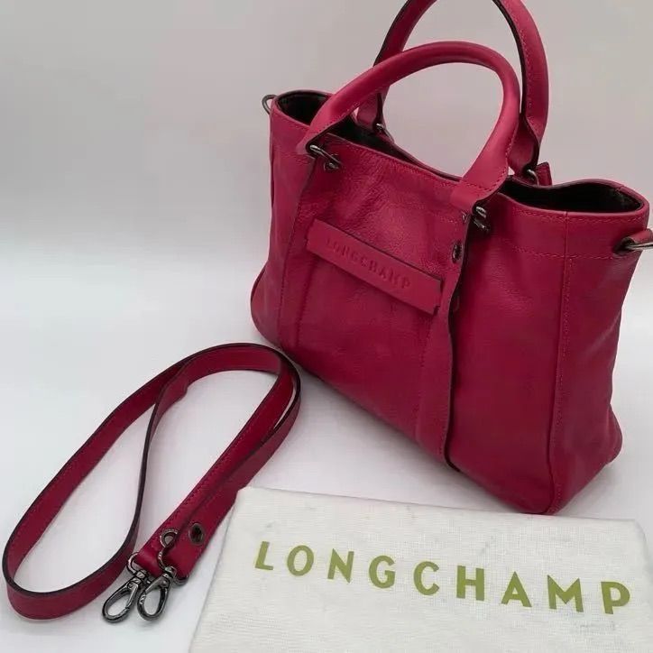 LONGCHAMP ロンシャン ハンドバッグ トートバッグ ショルダー 2way レザー 本革 レッド 赤色