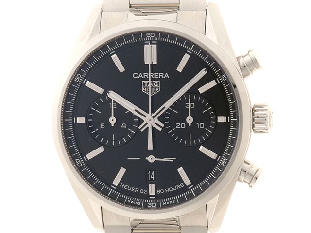 TAG HEUER タグホイヤー カレラ キャリバーホイヤー02 クロノグラフ CBN2010.BA0642 腕時計 ステンレススチール ブラック文字盤 自動巻き メンズ【中古】472
