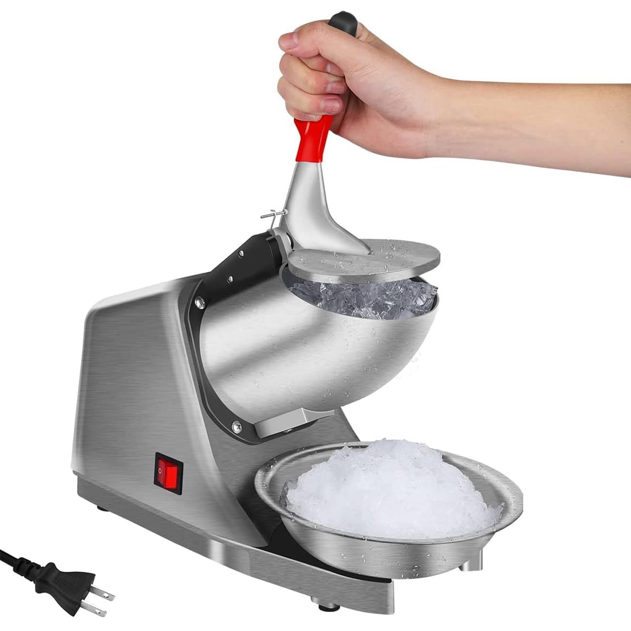 かき氷機 電動 300Wハイパワー 80kg/h砕氷量 30dB低騒音 2200r/min回転数 専用保護カバー/ステンレス製特大トレイ付き マイクロスイッチ 放熱機能 業務用/家庭用 日本語説明書付き [並行輸入品]e cde4c209