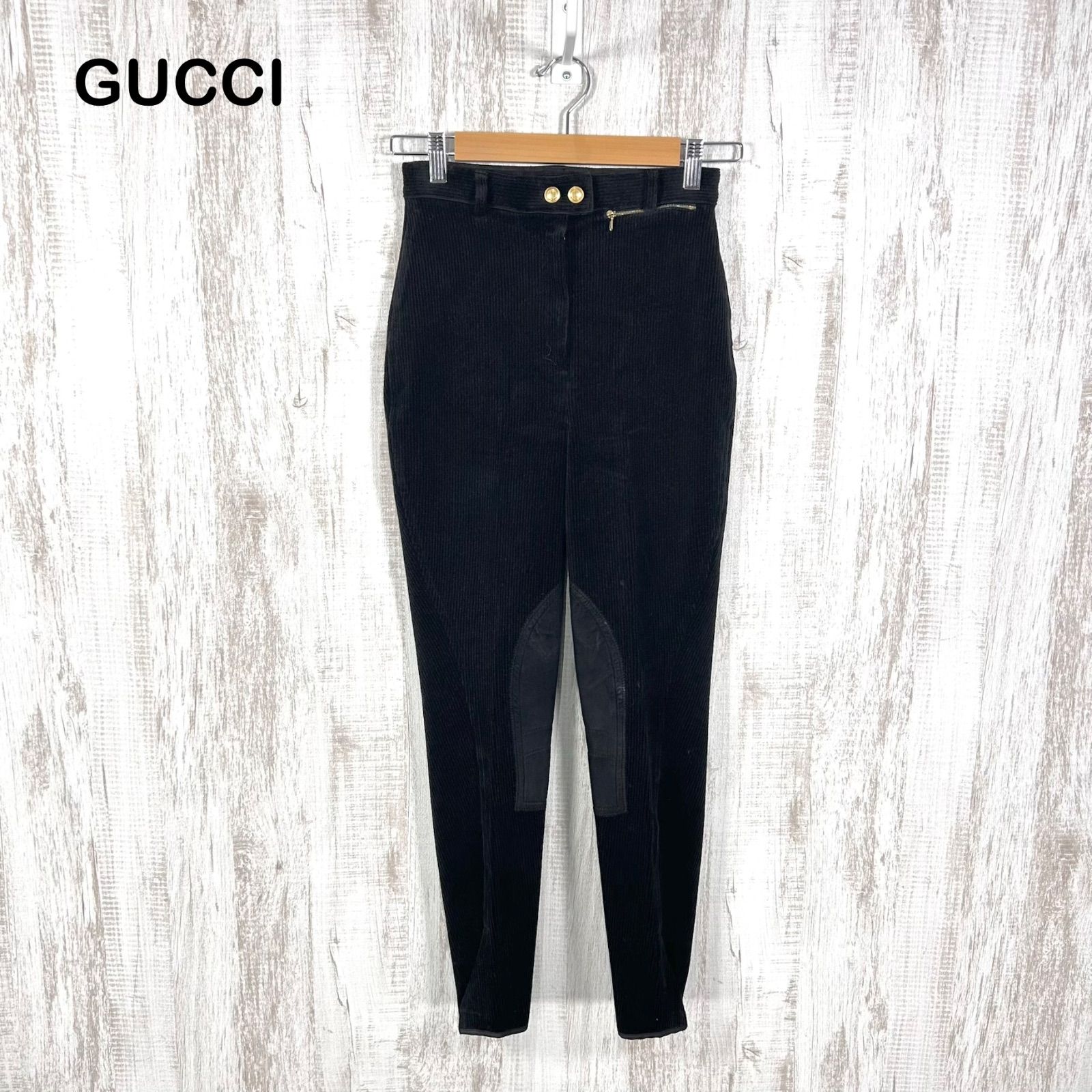 GUCCI グッチ トムフォード期 レザースエード コーデュロイパンツ ブラック
