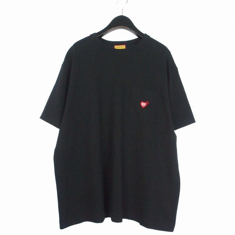 ヒューマンメイド HUMAN MADE HEART POCKET T-SHIRT ハート ポケット Tシャツ バックプリント 半袖 XL 黒 ブラック