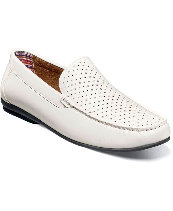 ステイシーアダムス メンズ シューズ スリッポン・ローファー Stacy Adams Mens Conroy Perfed Slip On Shoe White ホワイト