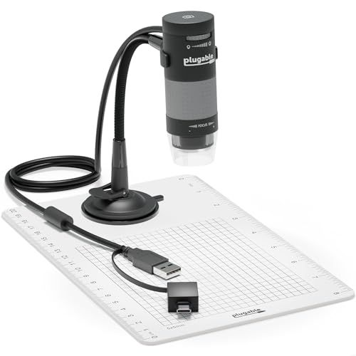 Plugable USB 2.0 マイクロスコープ デジタル顕微鏡（200万画素 10倍 250倍）- 取り外し可能観察プレート付、Windows、macOS、Linux、iPad などで使用可能★m 27f203db