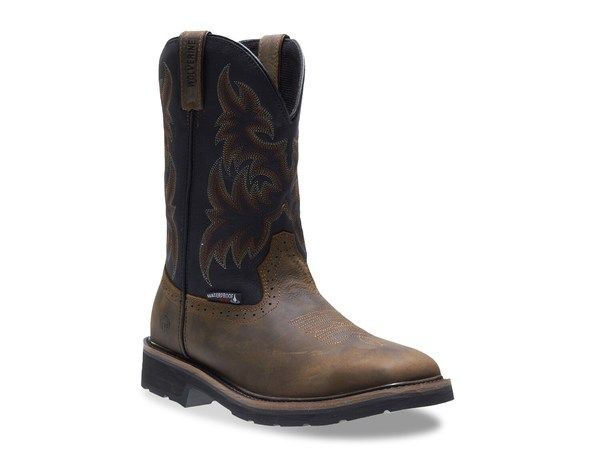 ウルヴァリン メンズ シューズ ブーツ・レインブーツ Tシャツ ブーツ Wolverine Rancher Steel Toe Work Boot BlackDark Brown ブラック