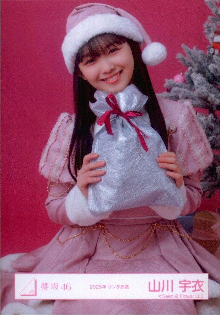 山川宇衣　直筆サイン入り生写真(2025年サンタ衣装) ヒキ　<自引き> 櫻坂46 13th Single BACKS LIVE!! 山川宇衣 2025年 サンタ衣装 チュウ