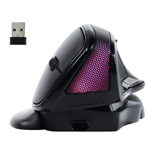 【新品】エルゴノミクスマウス ワイヤレス 縦型マウス RGBライト付き 無線 人間工学 ゲーミング 6ボタン 腱鞘炎 70-90日間の航続期間 2.4G 500mAh大容量 type-c充電式 静音 コードレス 着脱式ハンドパッド mac/W d8ec72d3