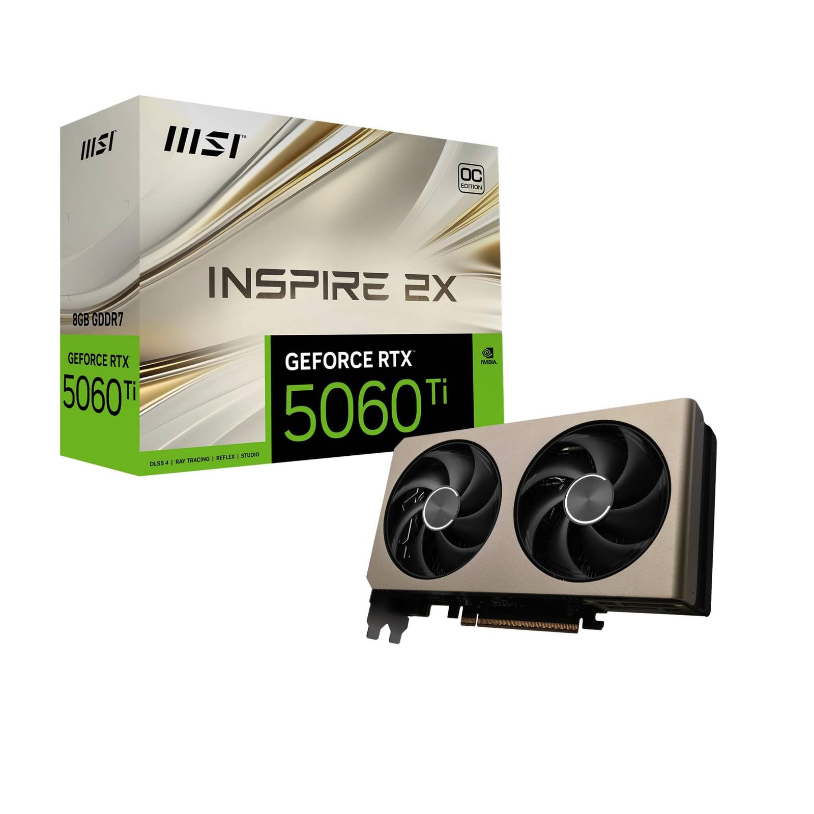 MSI GeForce RTX 5060 Ti 8G INSPIRE 2X OC グラフィックスボード VD9179 [2)RTX 5060 Ti 8GB INSPIRE 2連ファンモデル]