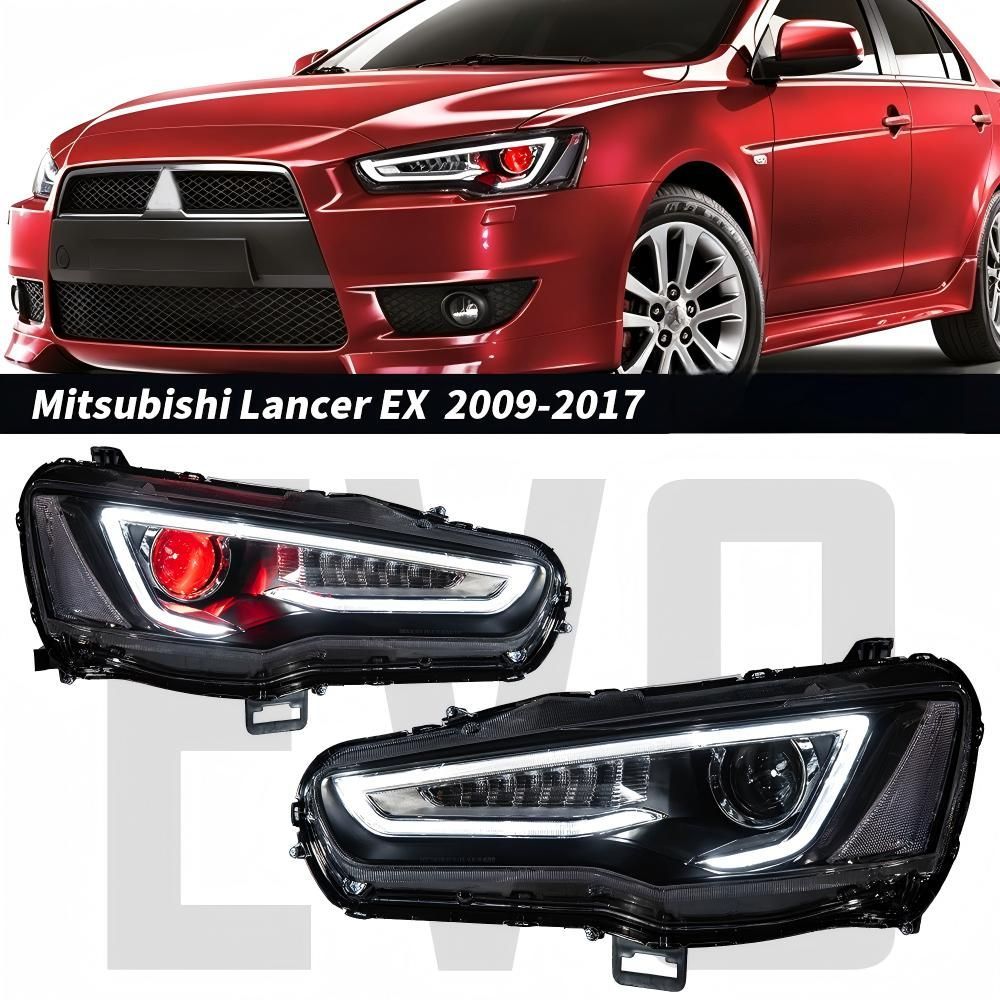 三菱 ランサー エボリューション EX 08-17 対応 LED ヘッドライト ユニット プロジェクター デイライト ドレスアップ パーツ 明るい 視認性 向上 スポーティ デザイン カスタム 交換用
