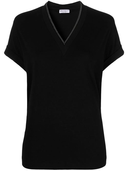 BRUNELLO CUCINELLI コットン Vネック Tシャツ 送料無料