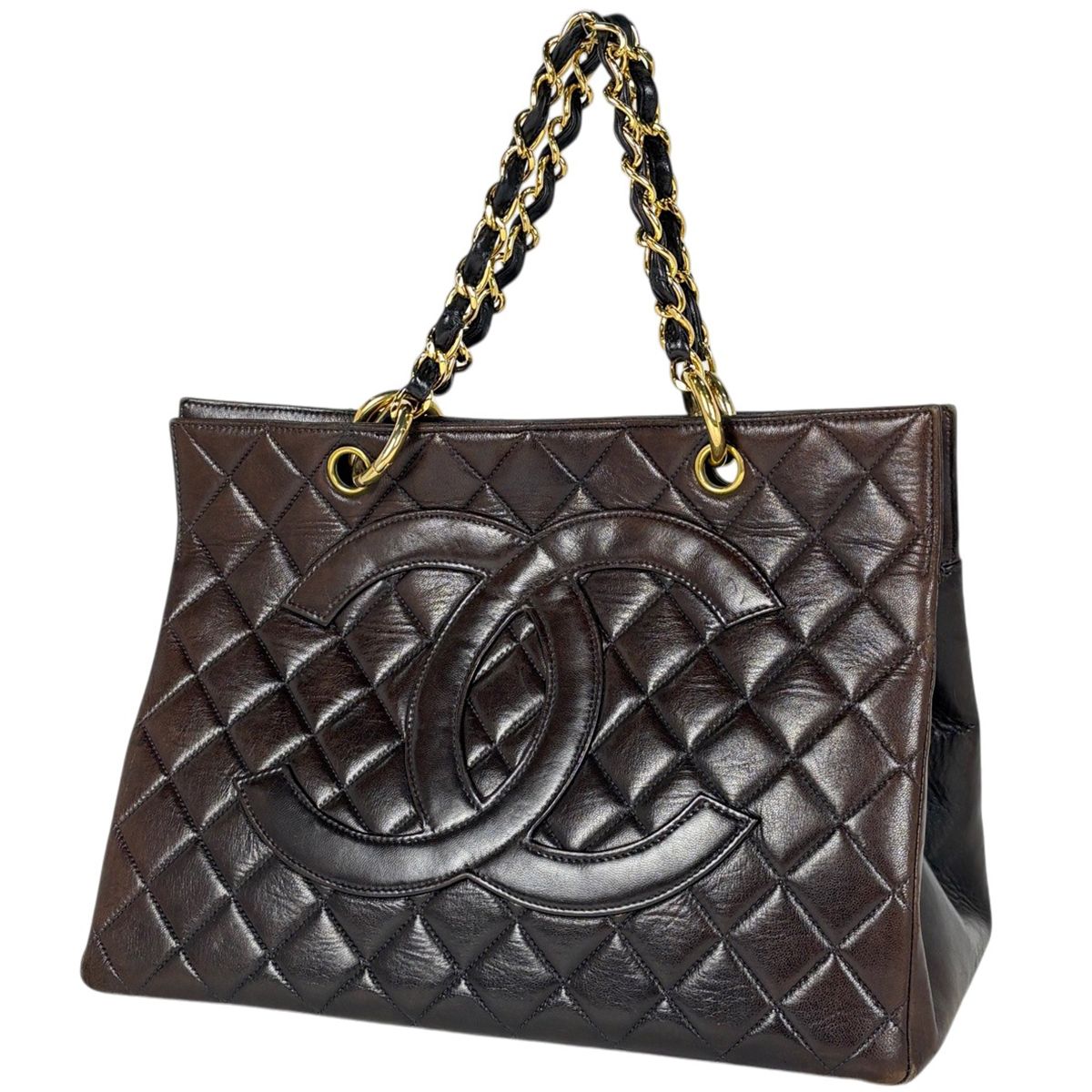 シャネル CHANEL ココマーク チェーン ハンドバッグ マトラッセ レザー ブラウン レディース 【中古】