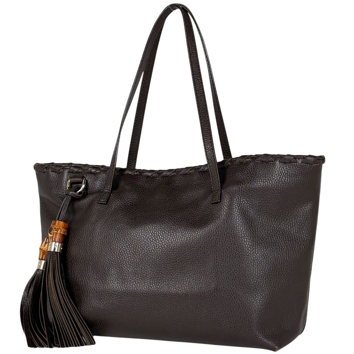 グッチ GUCCI バンブー トートバッグ タッセル フリンジ レザー ブラウン 354665 レディース 【中古】