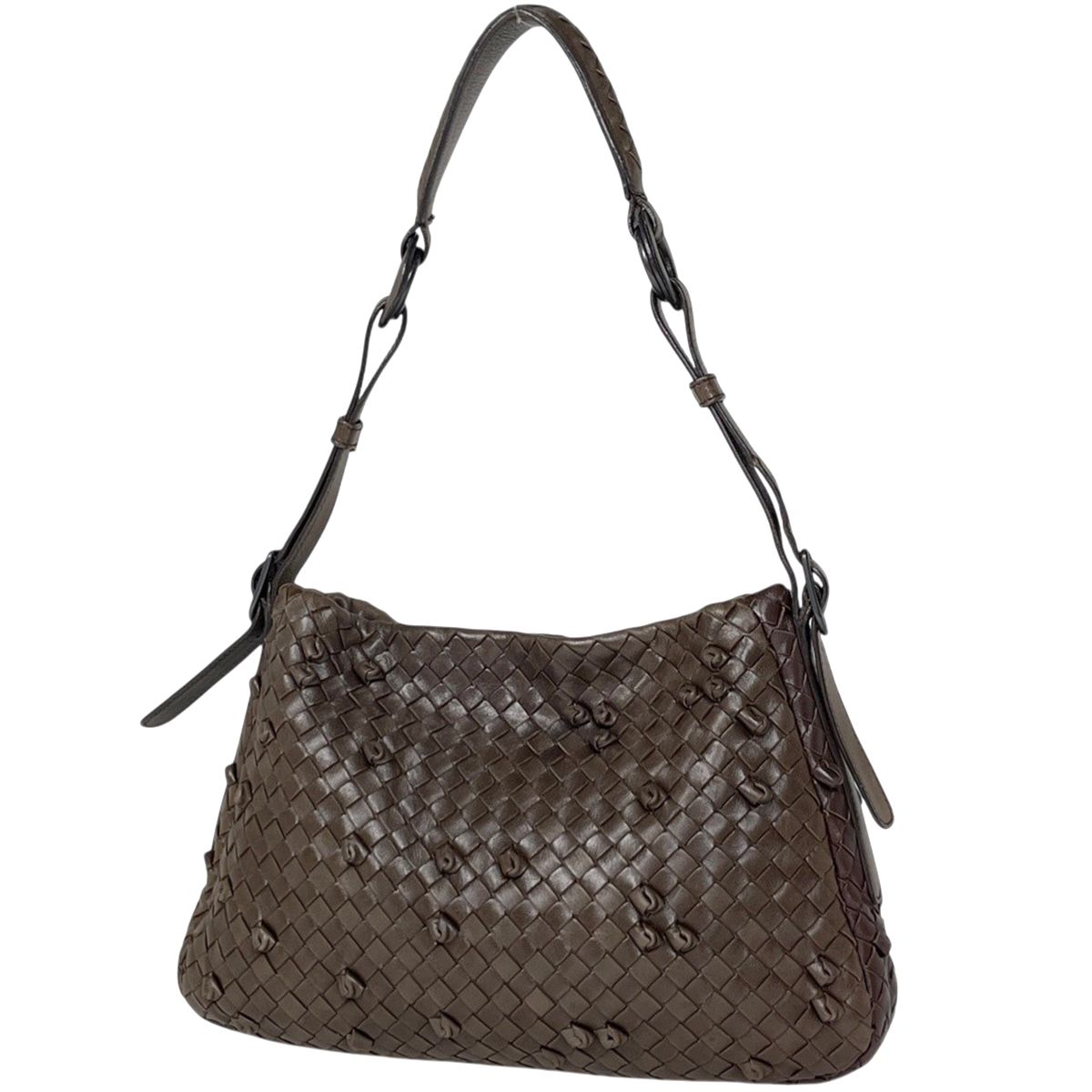 ボッテガヴェネタ BOTTEGAVENETA イントレチャート ショルダーバッグ ワンショルダー レザー ブラウン レディース 【中古】