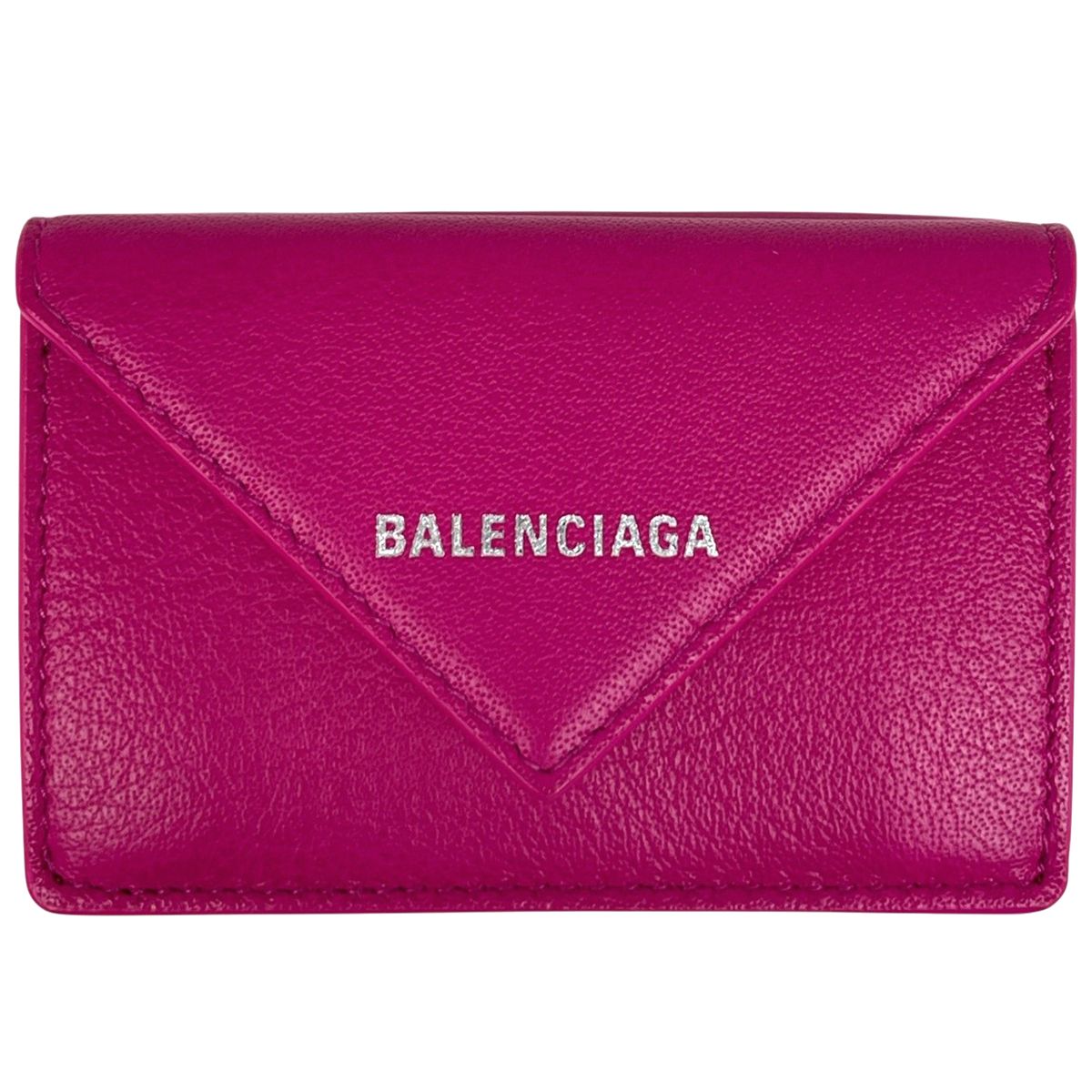 バレンシアガ BALENCIAGA ペーパー ミニ ウォレット 三つ折り財布 レザー ピンク 391446 レディース 【中古】