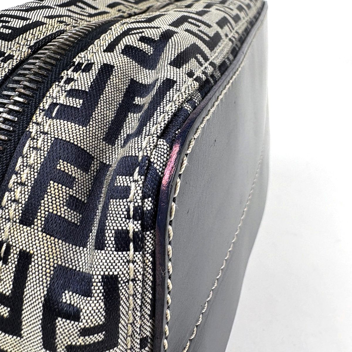 フェンディ FENDI ズッキーノ柄 ショルダーバッグ キャンバス ネイビー
