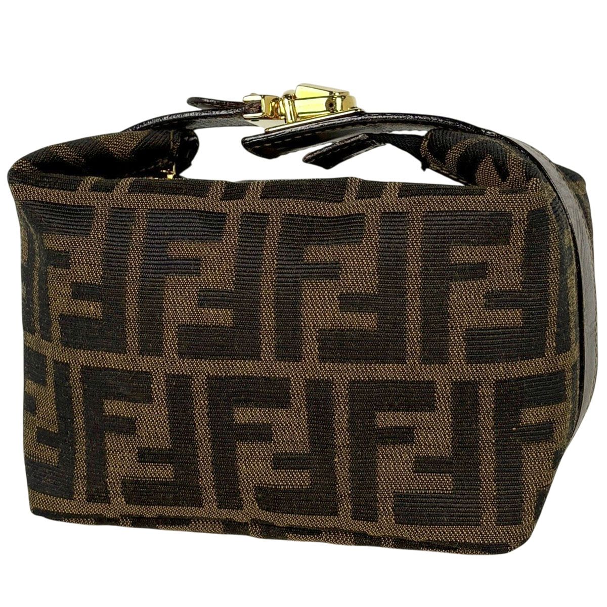 フェンディ FENDI ズッカ柄 ハンドバッグ バニティバッグ キャンバス ブラウン 26360 レディース 【中古】