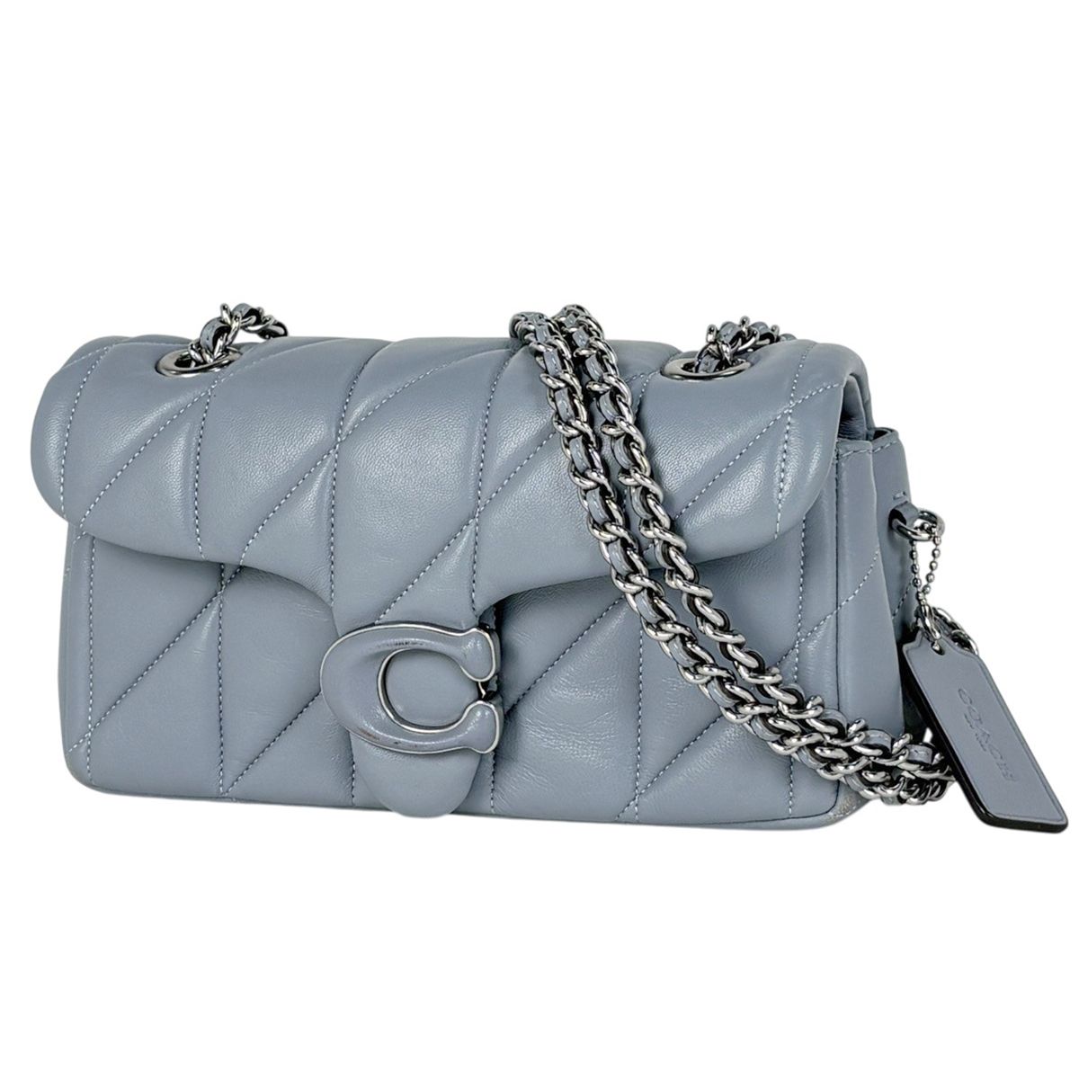 コーチ COACH タビー ショルダーバッグ20 キルティング チェーン レザー ブルー CP145 レディース 【中古】