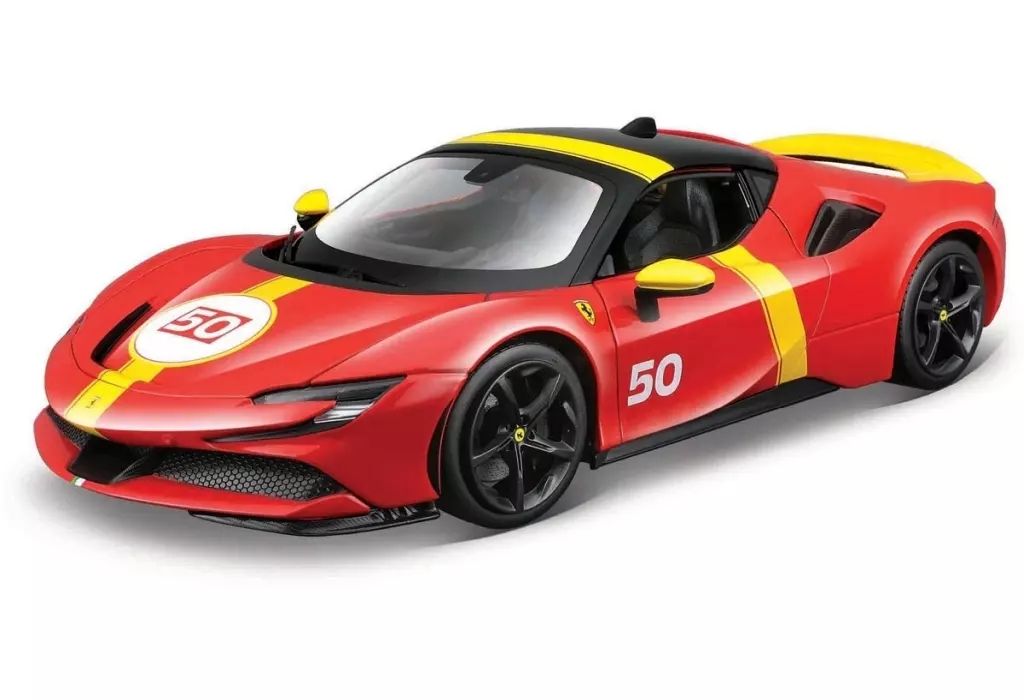 【中古】ミニカー 1/18 フェラーリ SF90 ストラダーレ アセット フィオラノ(レッド×イエローライン) [18-16021RY]