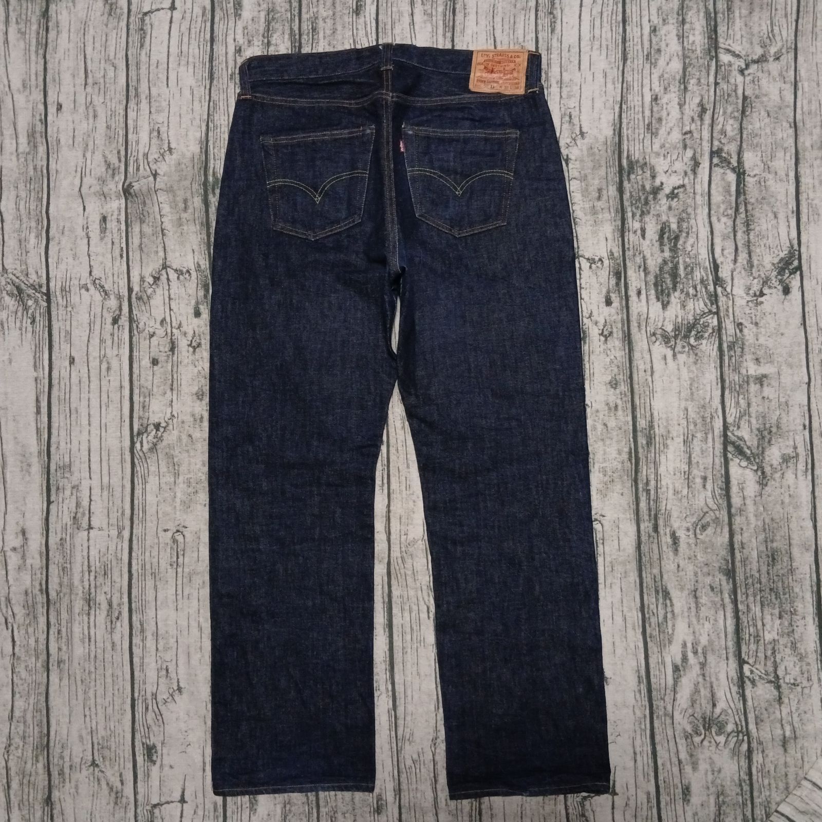 W38】 バレンシア製 LEVI'S 501XX 1947 レザーパッチ 濃紺 555 47501