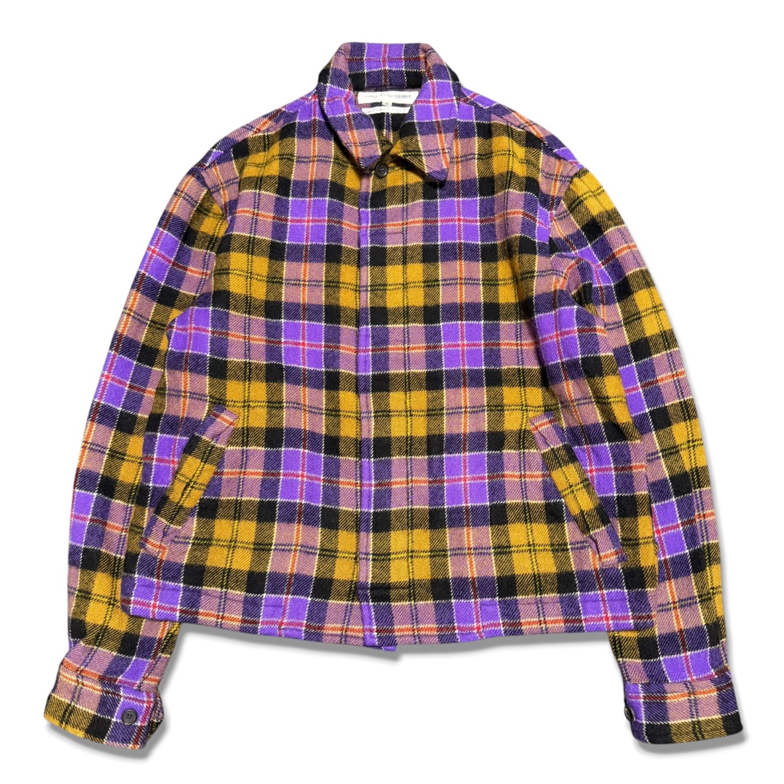 COMME des GARCONS SHIRT コムデギャルソンシャツ　98AW-01SS ウール縮絨ブルゾン　チェック柄　フランス製　メンズ　ジャケット　アーカイブ　メンズ