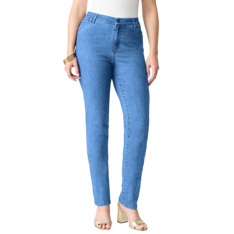 ロアマンズ レディース ボトムス デニムパンツ ストレート プラスサイズ Roamans Womens Plusize Classic Stretch Straight Leg Jean Light