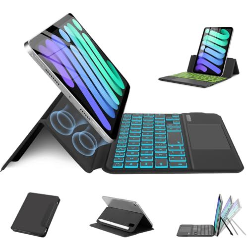 MePadKey US英語配列キーボードケース iPad Mini 7 A17 Pro 第7世代(2024)/Mini 6 第6世代(2021) 8.3インチに対応。軽量、超薄型、全面保護、多角度調整、傷がつきにくい，磁気吸着ケース，Type-C充電機能、Ju