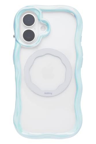 iFace BeBling Wave MagSynq iPhone 16 対応 ケース クリア MagSafe対応 (ホワイトオーロラ)【iPhone16 カバー アイフェイス 耐衝撃 マグセーフ ウェーブ きらきら 透明 クリアケース 】Ju
