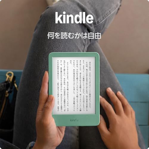 Kindle (2024年発売)、6インチディスプレイ電子書籍リーダー、16GBストレージ、マッチャ、広告なし + Kindle Unlimited（3ヵ月分。以降自動更新）Ju