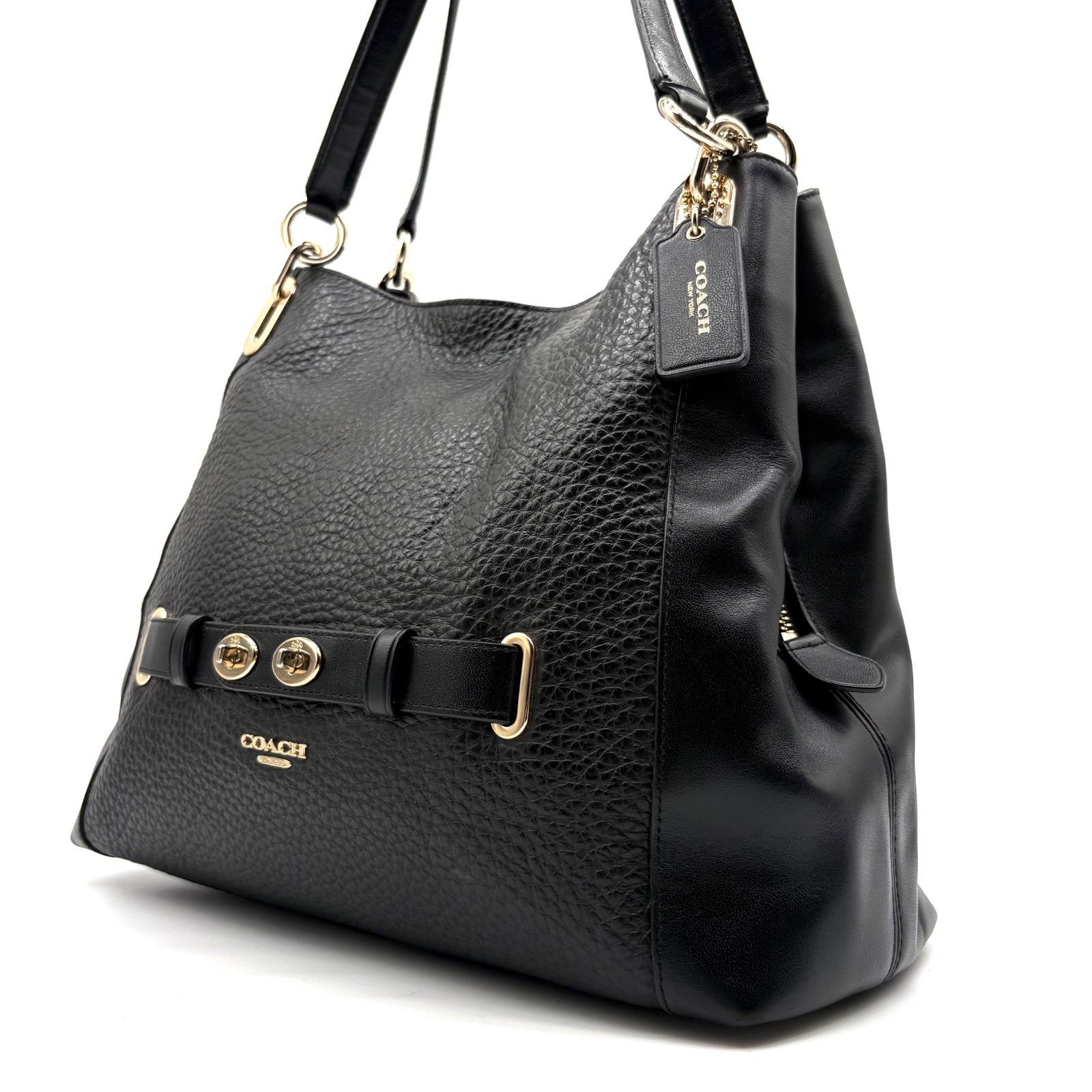 【良品✨】COACH Y2K Bubble Leather Blake Charm Shoulder Bag Black F35359 コーチ バービー レザー ショルダーバッグ ブラック チャーム付き