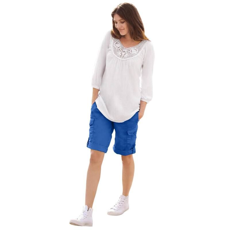Ellos レディース ボトムス ハーフパンツ・ショーツ プラスサイズ ショートパンツ ellos Plusize Stretch MidRise Cargo Convertible Bermumda