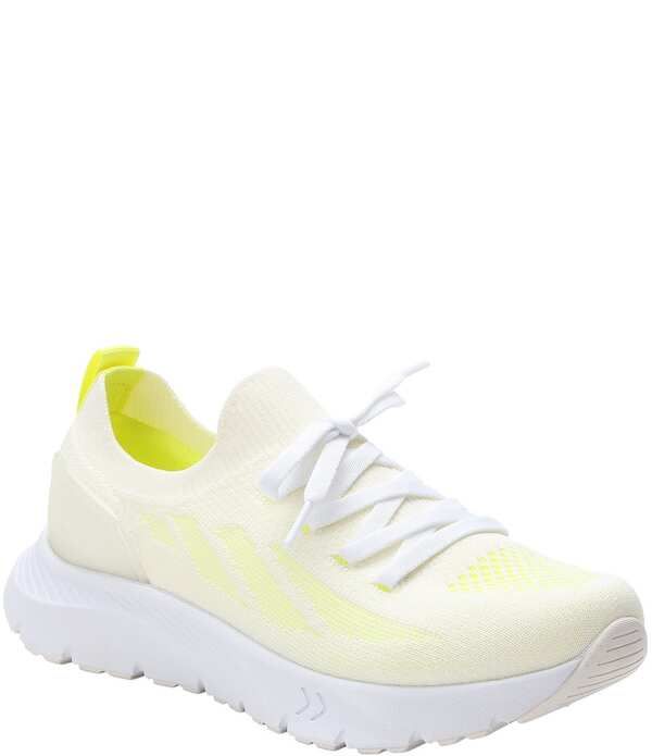 アレグリア レディース シューズ スニーカー ニット Alegria Regale Dream Fit Knit Slip On Walking Sneakers Neon White ホワイト