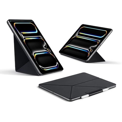 PITAKA iPad Pro 13インチ ケース（M5/M4、2025/2024）iPad Pro 13インチ カバー 横置＆縦置 タブレットスタンド 磁気吸着 超スリム 軽量 極薄 衝撃保護 折りたたみ 角度調整可能 三角形の構造 安定感 iPad スJu