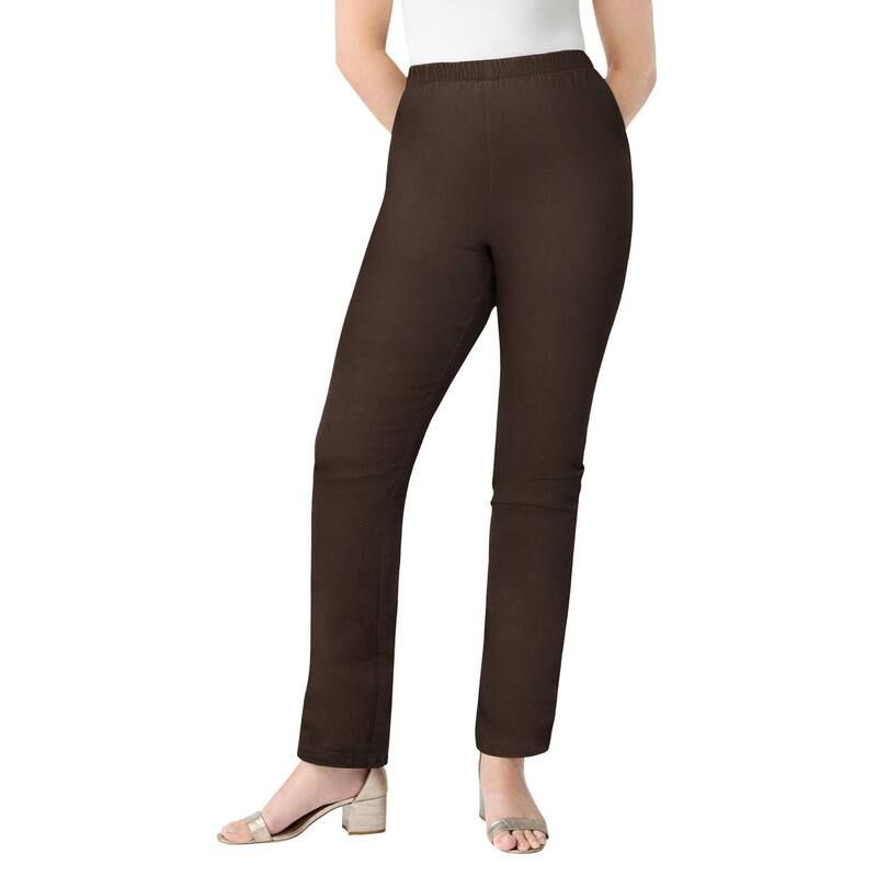 ロアマンズ レディース ボトムス デニムパンツ ストレート プラスサイズ Roamans Womens Plusize Comfort Stretch Straight Leg Jean Chocol