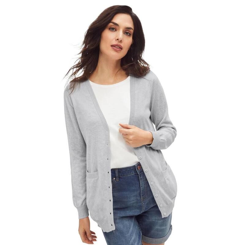 Ellos レディース アウター ニット・セーター Vネック プラスサイズ コットン カーディガン Ellos Plusize VNeck Button Front 100 Cotton Everyd