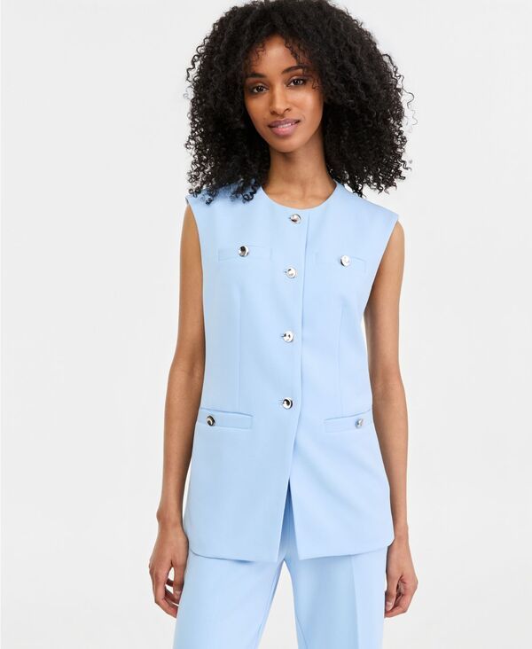 アンクライン レディース トップス ベスト クレープチ Anne Klein Womenstretch Crepe FourButton Tailored Vest Regular Petite La
