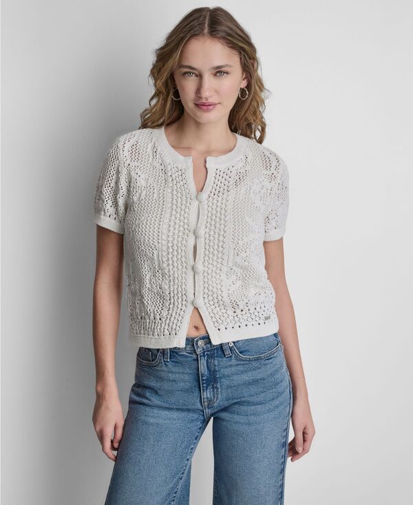 ダナキャランニューヨーク レディース アウター ニット・セーター クルーネック 半袖 カーディガン DKNY Jeans WomenshortSleeve Crewneck Cardigan Ivor