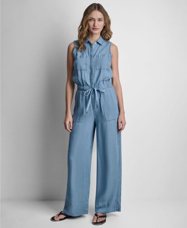 ダナキャランニューヨーク レディース トップス ジャンプスーツ ノースリーブ DKNY Jeans Womensleeveless Collared Neck Jumpsuit Chambray