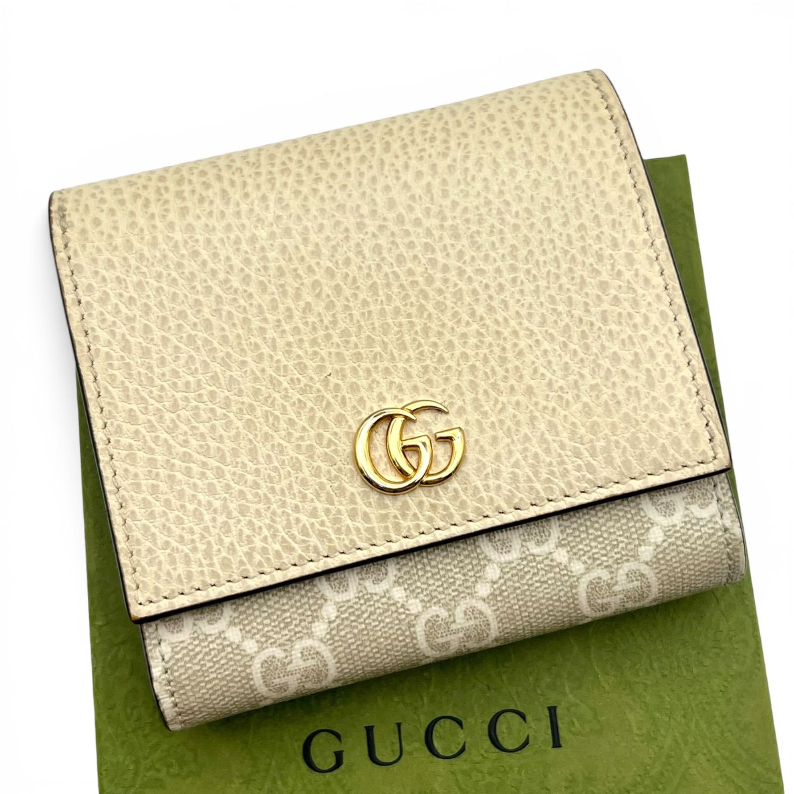 正規品 GUCCI GGロゴ プチマーモント Wホック コンパクトウォレット GUCCI グッチ GGマーモント ダブルG プチマーモント コンパクト