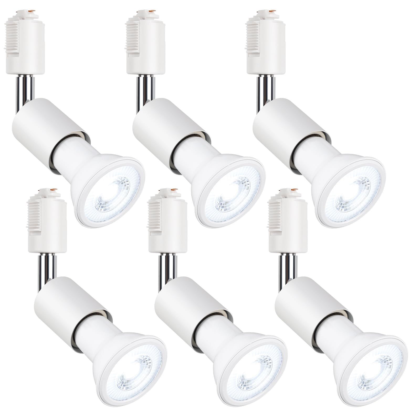 R★szbritelight スポットライト e26 ダクトレールライト 電球付き ダクトレール用照明器具 ライティングレール 照明 PAR20 レフ球型 ランプ付 LED電球＋器具セット (ホワイト, 昼光色 6個セット) 99a97877