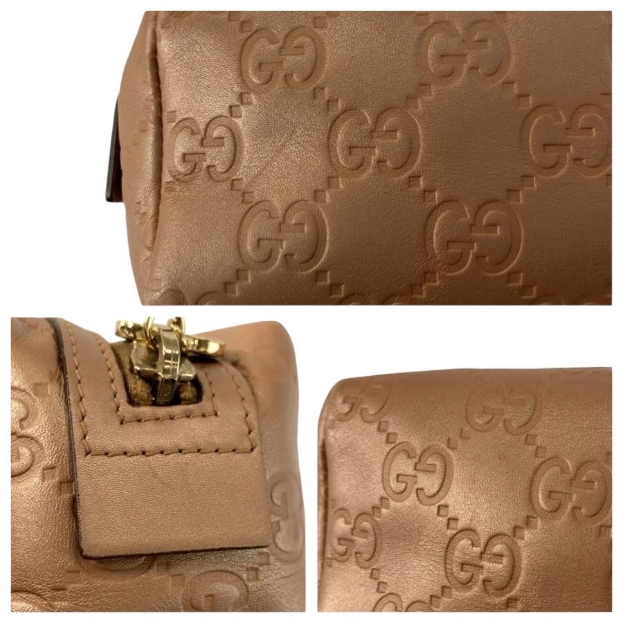 美品 GUCCI グッチ グッチシマ メタリックピンク ピンクベージュ