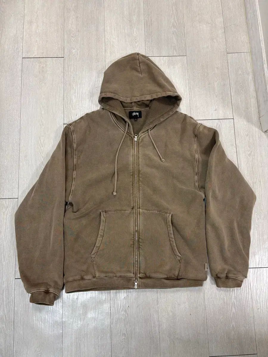 XL Stussy Waffle Lined Zip Hoodie
