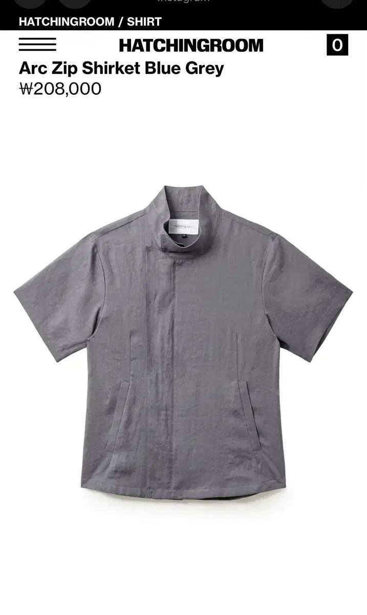 Hatchingroom ジップ シャツ ブルーグレー 4