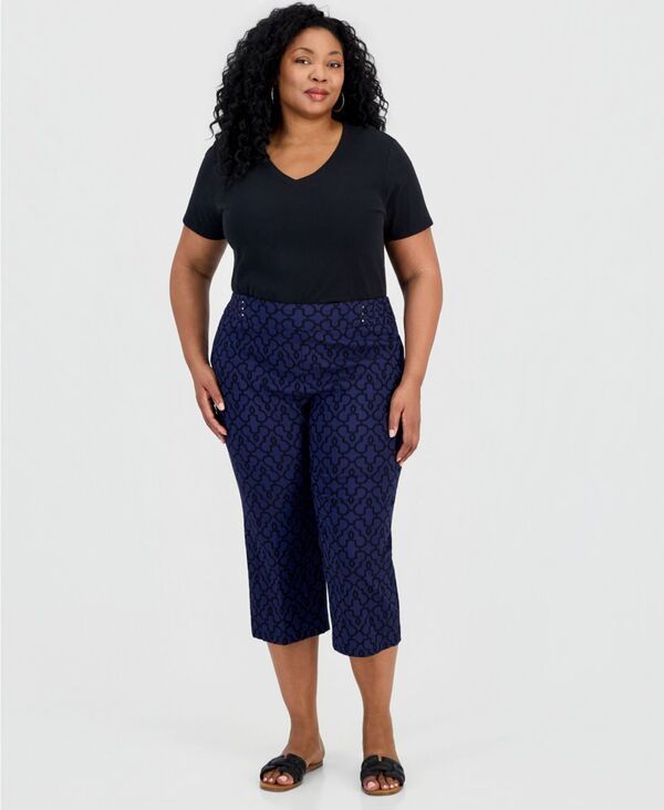 ジェイエムコレクション レディース ボトムス カジュアルパンツ キャップ JM Collection Womens Jacquard Mid Rise PullOn Capri Pants Intre