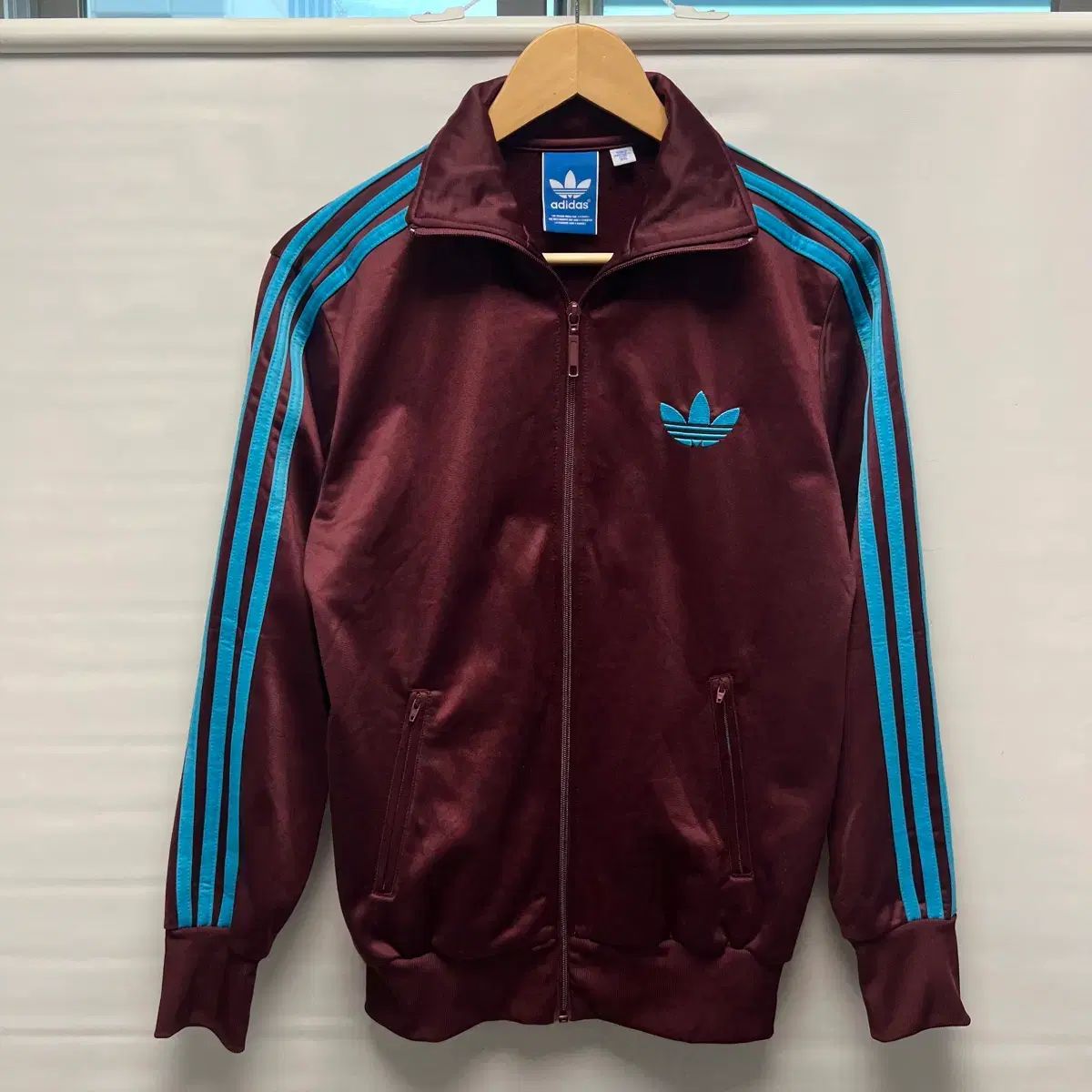 正規品/85 adidas 旧ファイヤーバード マルーン バーガンディ スカイ3本線 トラックジャージ/ジャージ