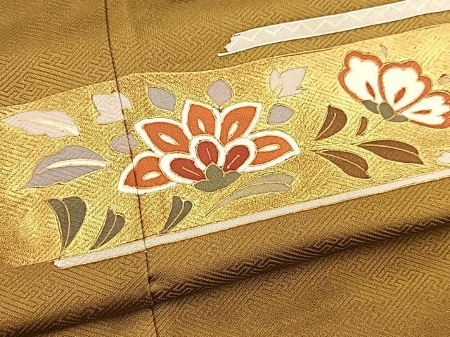 平和屋着物□訪問着 更紗花文 暈し染め 金彩 正絹 逸品 BAAX3745yc