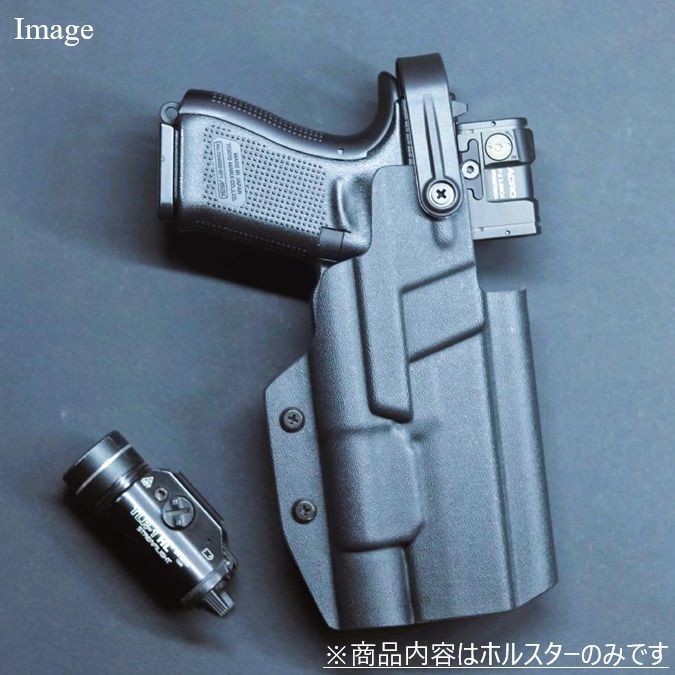 国内製造品 六七五 Glock 17 19 ストリームライト TLR-1 HL 専用 カイデックスホルスター 右用 TRS Lv2 ロックフード付き Blackカラー
