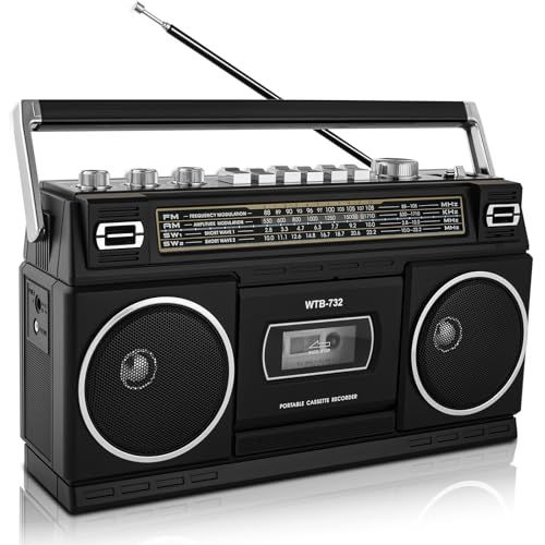 ラジカセ レトロ 80年代スタイル カセットプレーヤー内蔵 Bluetooth/USB/SD対応 AM/FM/SW1/SW2ラジオ 24W ステレオ デュアルスピーカー★m 155e160f